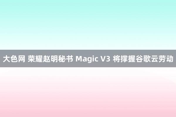 大色网 荣耀赵明秘书 Magic V3 将撑握谷歌云劳动